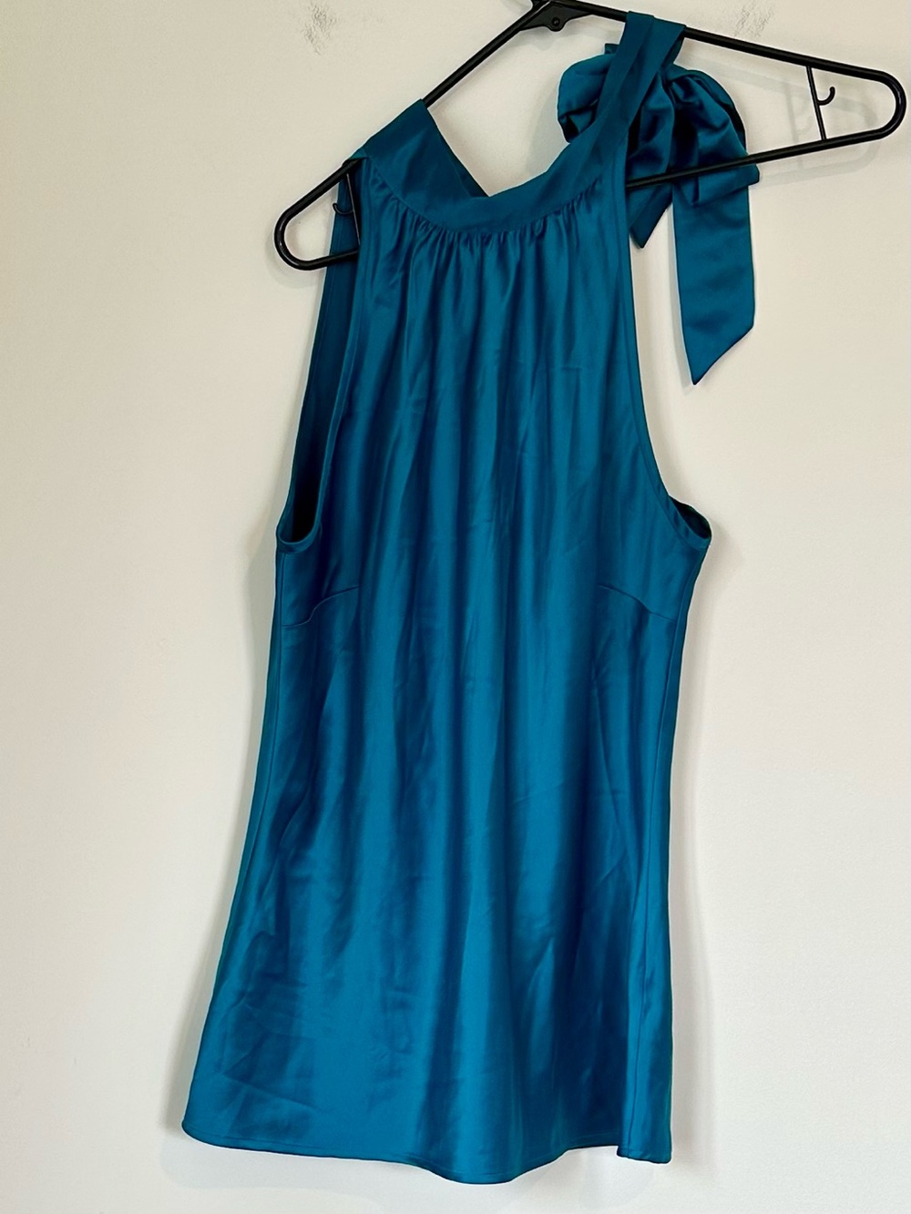 Worthington Teal Sleeveless Top with Halter Bow Tie at Neck - Size: 6 - Picture 3 of 6